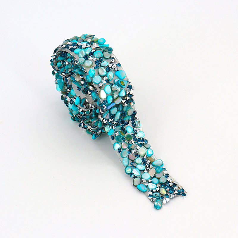 Wholesale Luxury Embroidery Border Applique 3D Rhinestone Resin crystal tape Colored stone hot melting diy sticker Lace Trim