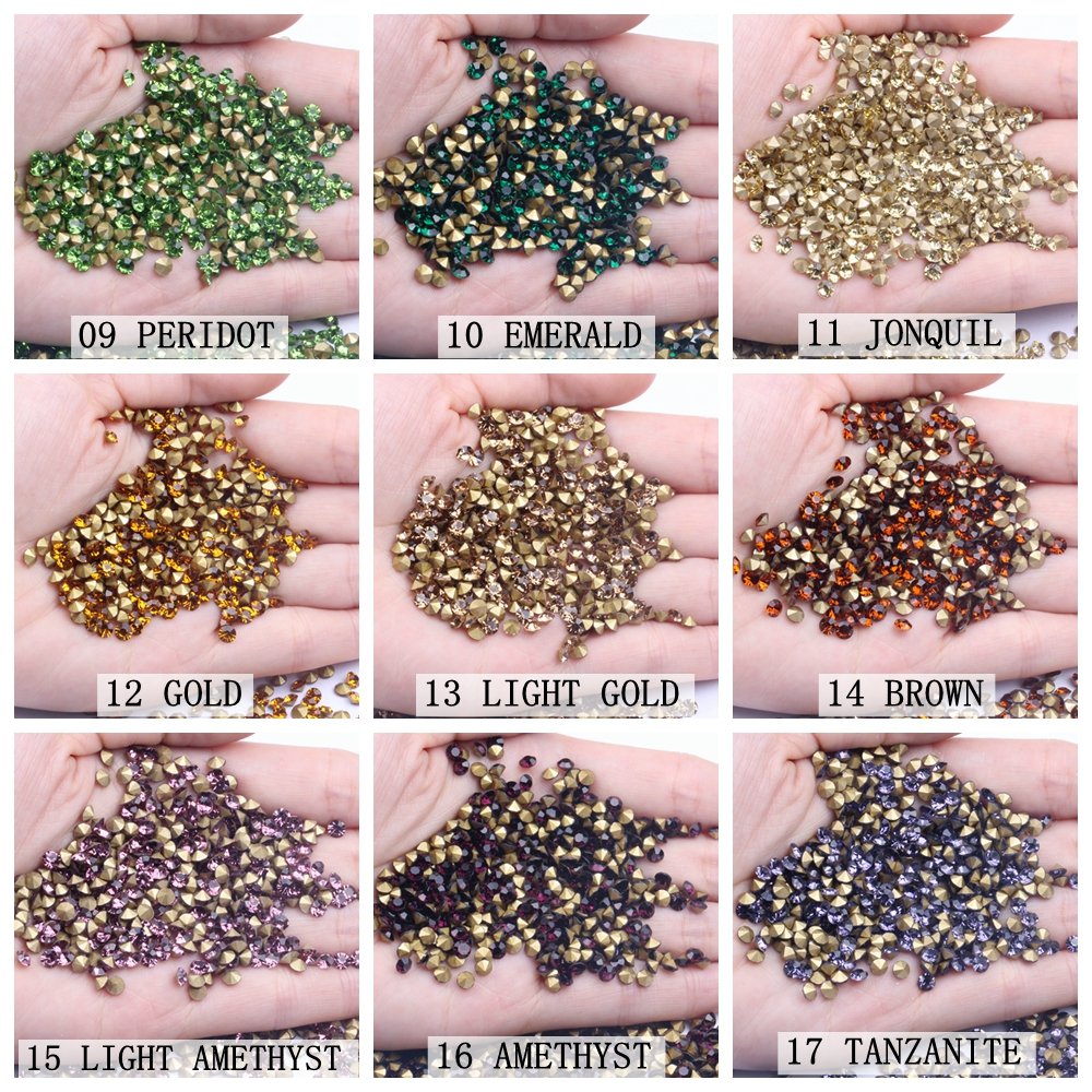 New Style Shiny Glass Rhinestones Many Colors ss2-ss6 28800pcs Mini Pointback Stones Loose Strass Bead DIY Nail Art Decorations