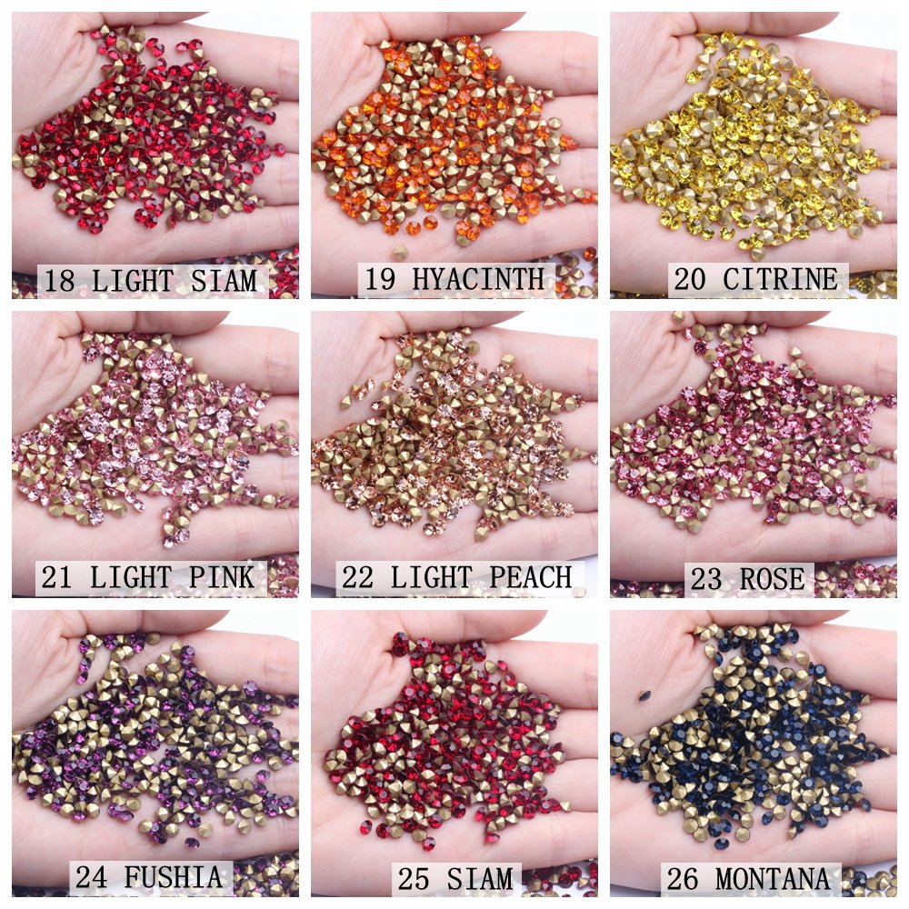 New Style Shiny Glass Rhinestones Many Colors ss2-ss6 28800pcs Mini Pointback Stones Loose Strass Bead DIY Nail Art Decorations