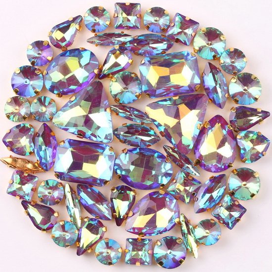 DIY Wedding Dress Decoration Accessories High Quality Mixed Shape Crystal Clear Glass Sew On Claw Rhinestones