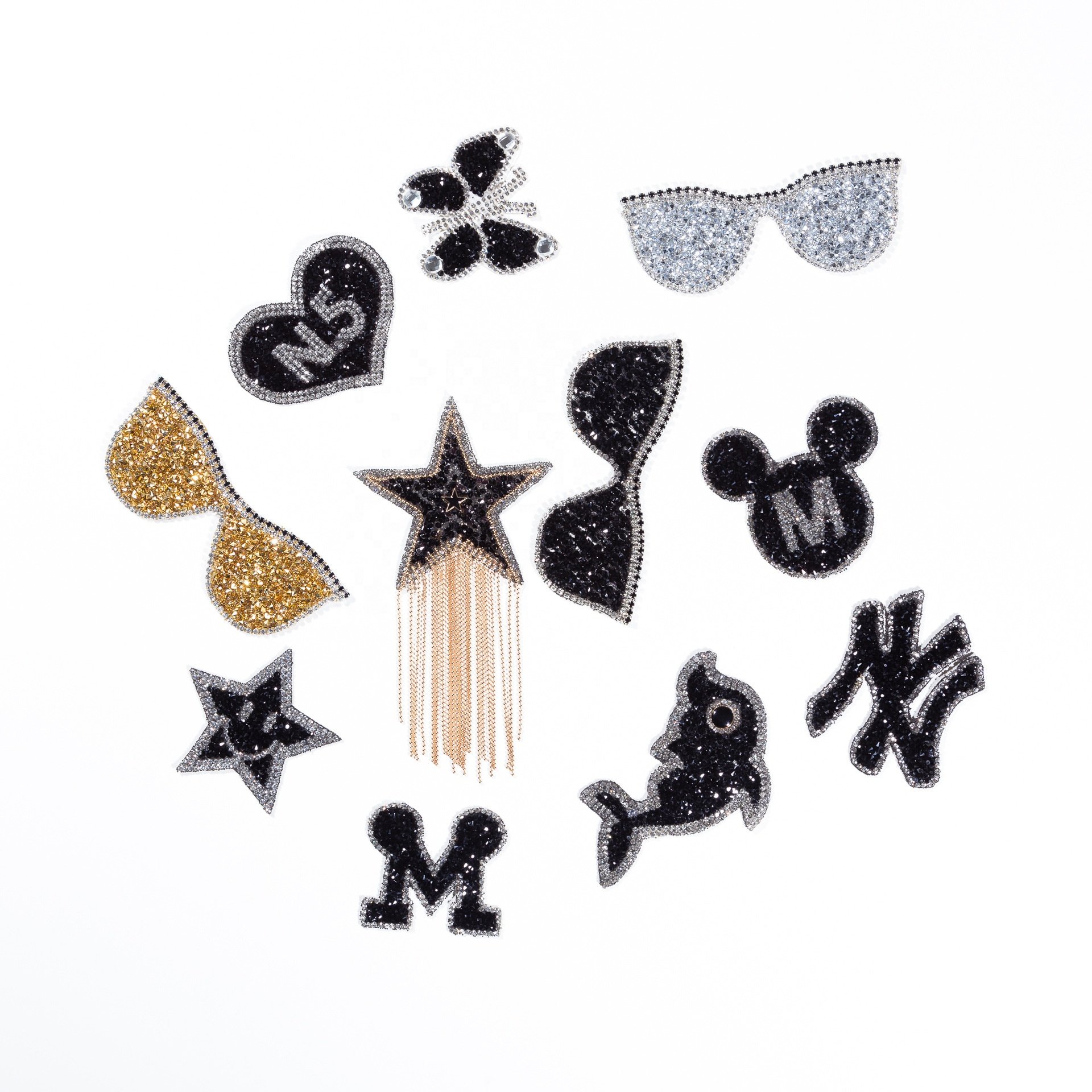 Custom Letter Rhinestone Transfer Applique Self Adhesive Letters Iron on Patches Handmade Letter Patches For Clothing