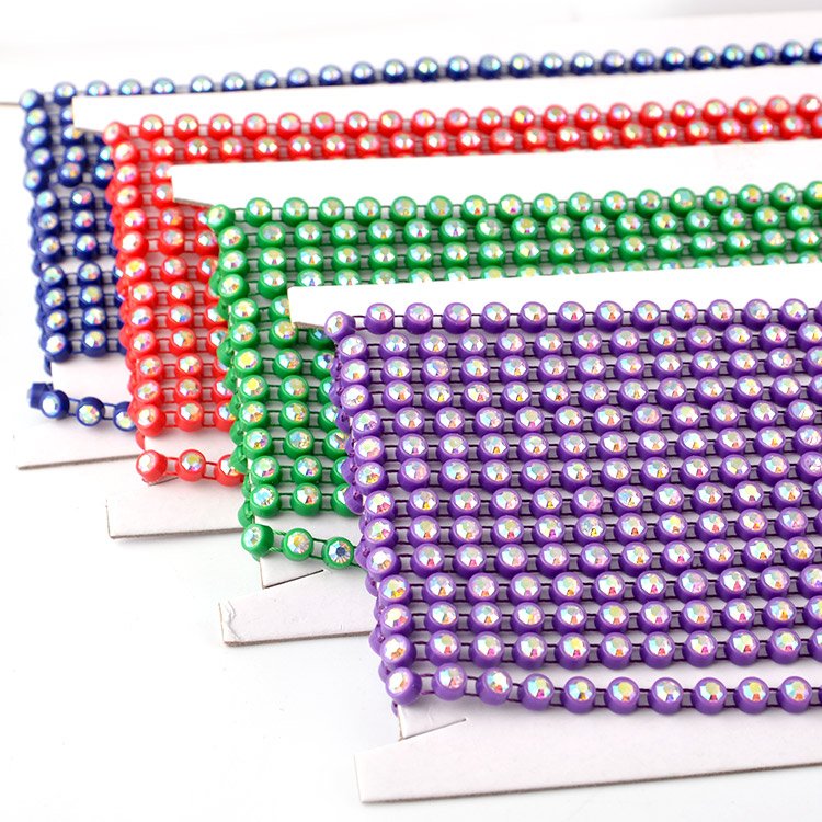 JC crystal Factory Direct Sell SS6 SS8 Rhinestone banding , garment accessories plastic banding crystal rhinestone trim chain