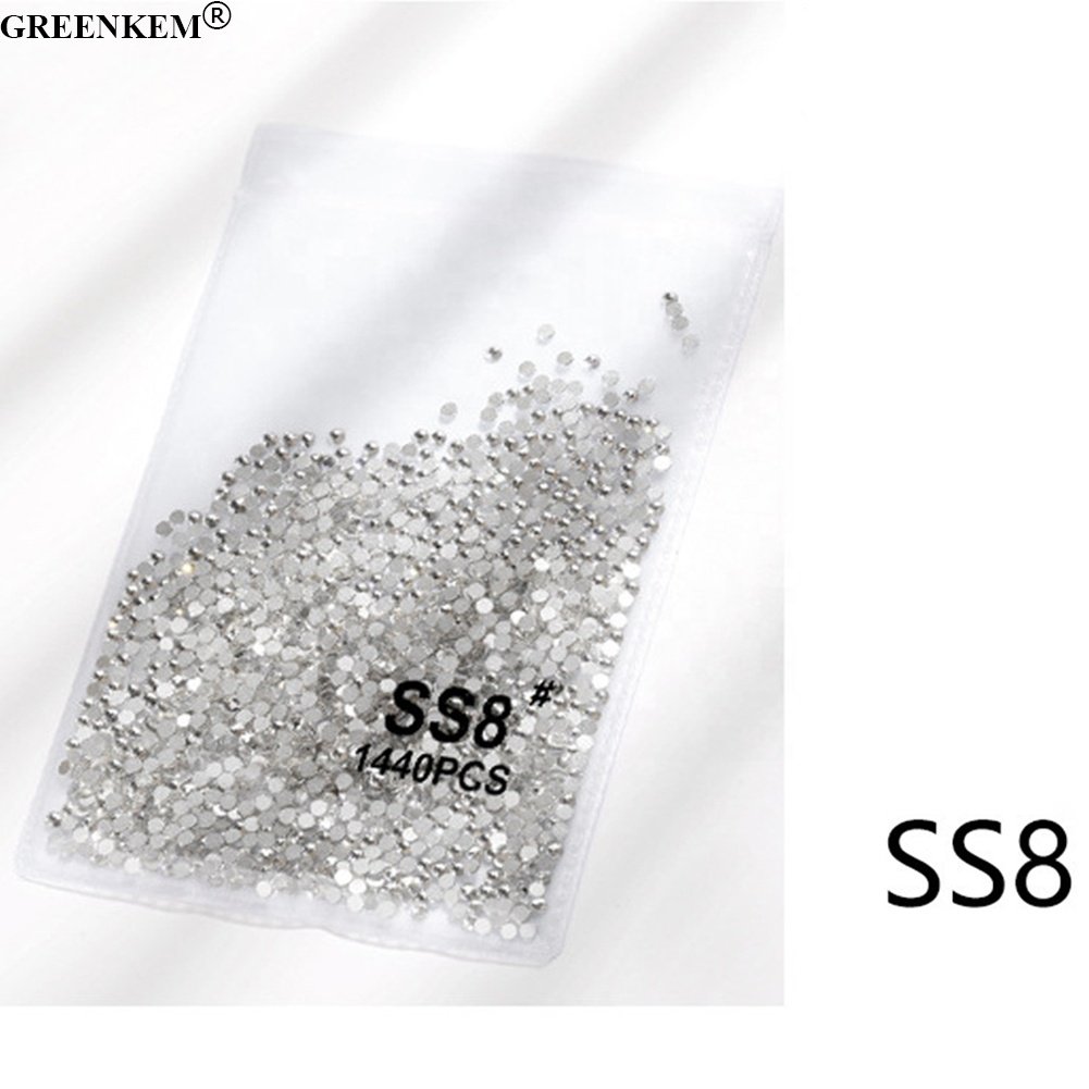 New Bling AB Holographic Flash Nail Glass Rhinestone Set Art Decoration Crystal Flat Base ss3-ss20 1440pcs Nail Art Rhinestones