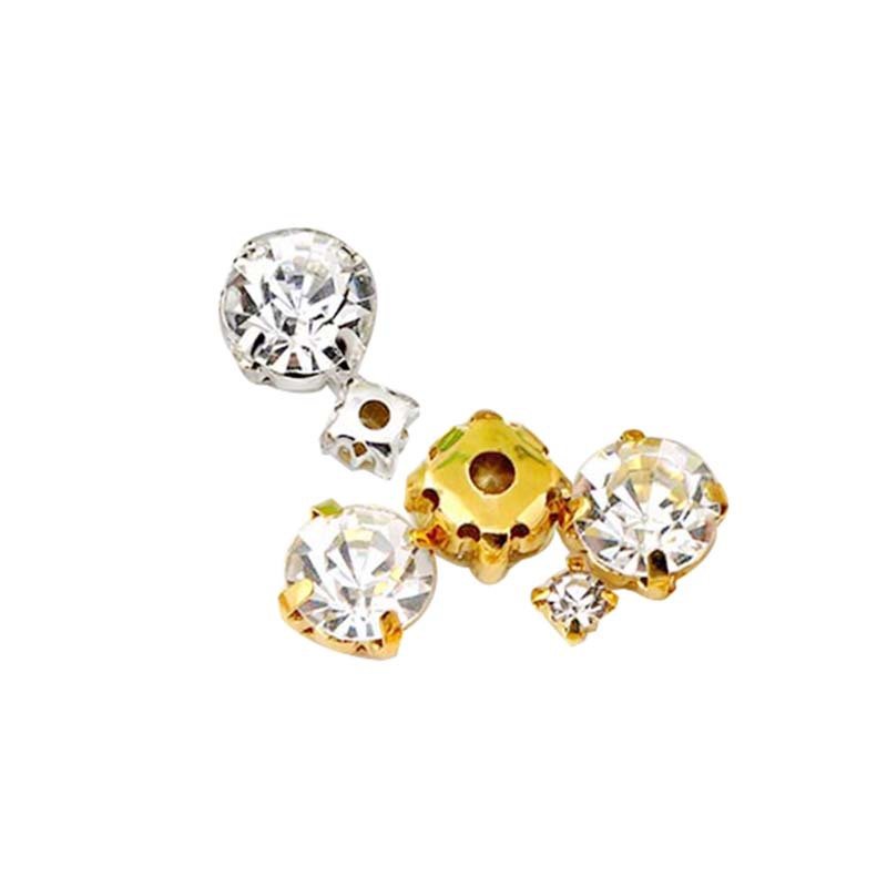 Crystal Sew on Strass Metal Claw Sew on Stone , 3-10mm Gold Silver Claw Setting Glass Rhinestones for Clothing