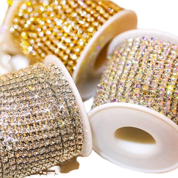 Wholesale 3mm claw rhinestones cup chain Crystal AB rhinestone chain roll for jewelry making