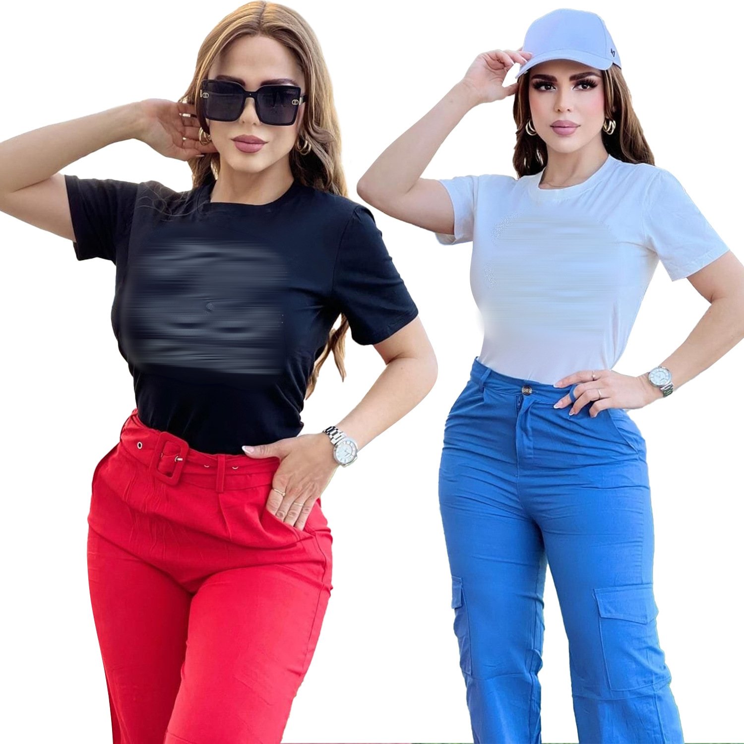 Wholesale designer clothing short sleeve white shirt fashion black 100% cotton rhinestone brand shirt women