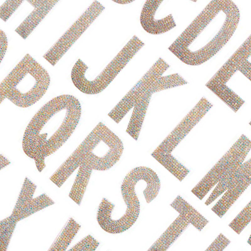 Fashion A-Z English Alphabet Glitter Hotfix Rhinestone Letter Iron on Patch Applique Transfer For DIY (price is for each letter)