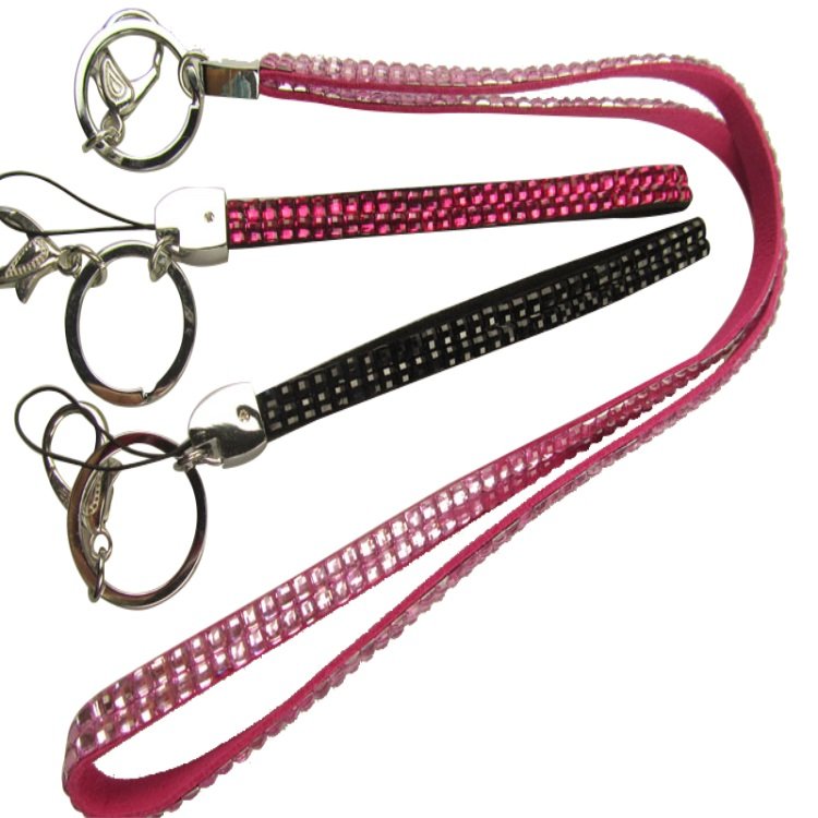 Custom high quality Multi colors bling bling rhinestone crystal neck strap lanyard crystal beads mobile phone chain