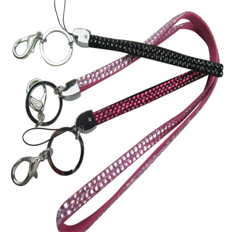 Custom high quality Multi colors bling bling rhinestone crystal neck strap lanyard crystal beads mobile phone chain