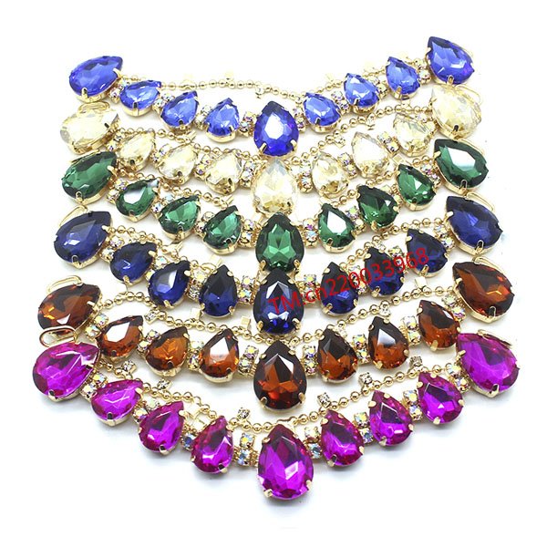 Fashion Mix Color Charm Flip Flops Shoes Ornaments Crystal Rhinestone Acrylic Applique Trim Chain V Chain For Sandal Upper Stone