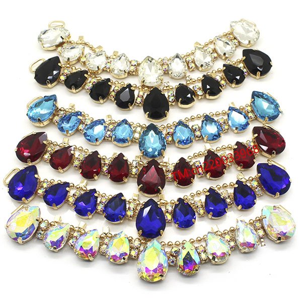 Fashion Mix Color Charm Flip Flops Shoes Ornaments Crystal Rhinestone Acrylic Applique Trim Chain V Chain For Sandal Upper Stone