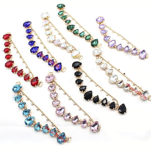 Fashion Mix Color Charm Flip Flops Shoes Ornaments Crystal Rhinestone Acrylic Applique Trim Chain V Chain For Sandal Upper Stone