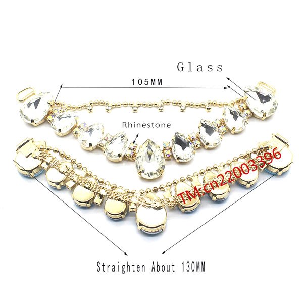 Fashion Mix Color Charm Flip Flops Shoes Ornaments Crystal Rhinestone Acrylic Applique Trim Chain V Chain For Sandal Upper Stone