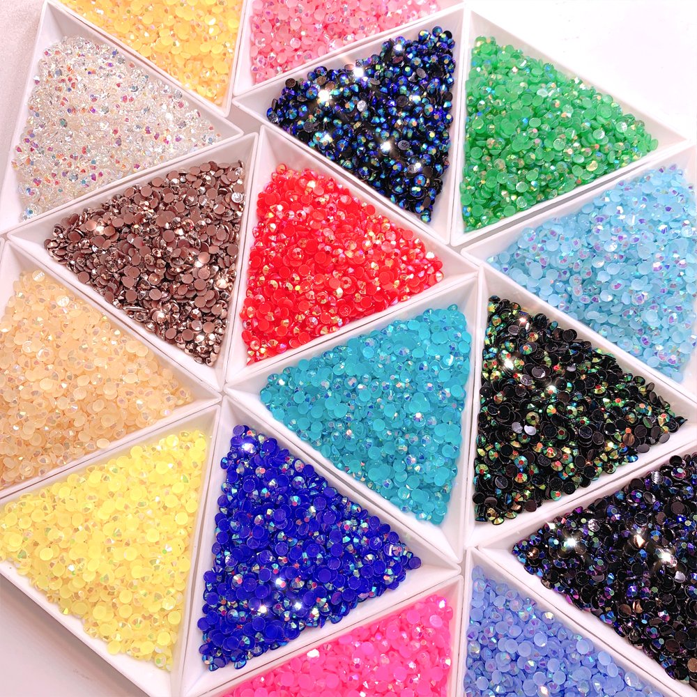 10000-100000PCS 2MM--6MM Resin Jelly AB 3D Glitter Crystal Round Flatback Rhinestones Strass for Shoes Nail Rhinestones Glue on