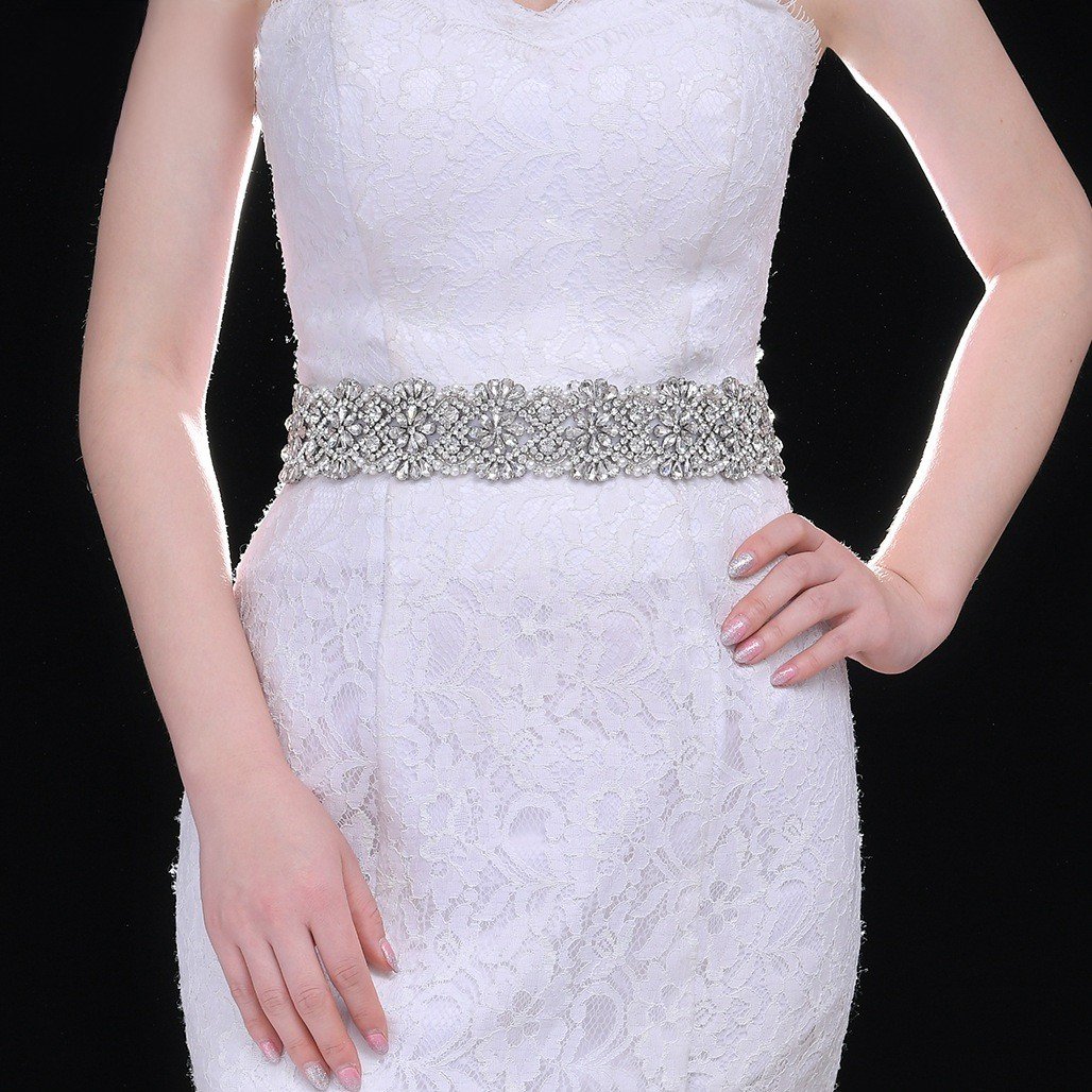 New silver Claw And Crystal Pearl Embellished Sash Trim Stone Rhinestones Appliques For Bridesmaid Dress Belt