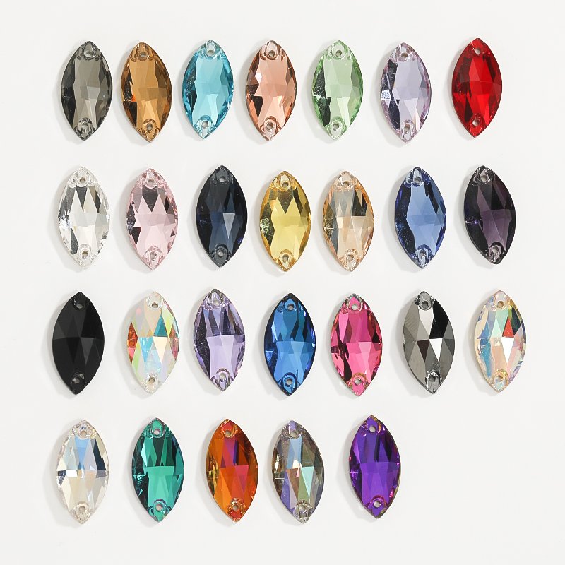 Xichuan Wholesale Glass Flat Back Sew On Stones Crystal Navette Rhinestones DIY Accessories