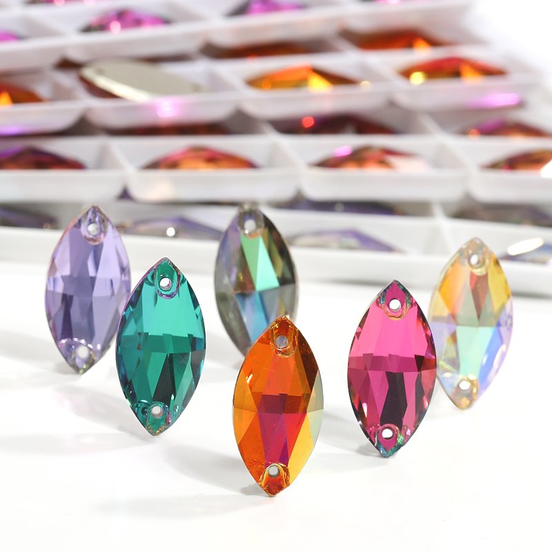 Xichuan Wholesale Glass Flat Back Sew On Stones Crystal Navette Rhinestones DIY Accessories