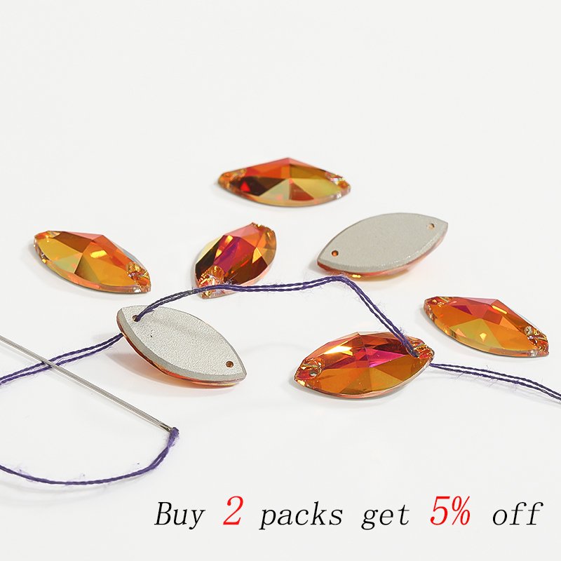 Xichuan Wholesale Glass Flat Back Sew On Stones Crystal Navette Rhinestones DIY Accessories