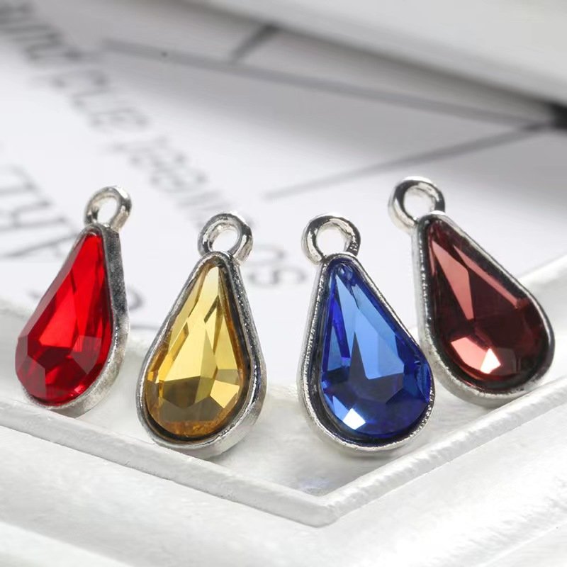 Hot sale colorful crystal charms water drops Glass Rhinestone pendant DIY jewelry accessories