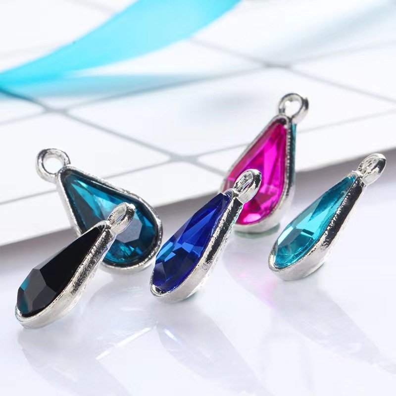 Hot sale colorful crystal charms water drops Glass Rhinestone pendant DIY jewelry accessories