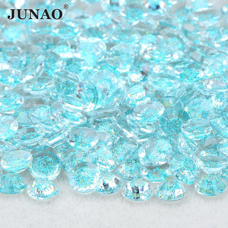 JUNAO Glitter Gold Nail Jelly Rhinestones 3mm 4mm 5mm 6mm Resin Rhinestones Flatback Bulk Glitter Resin Crystal For Manicure DIY