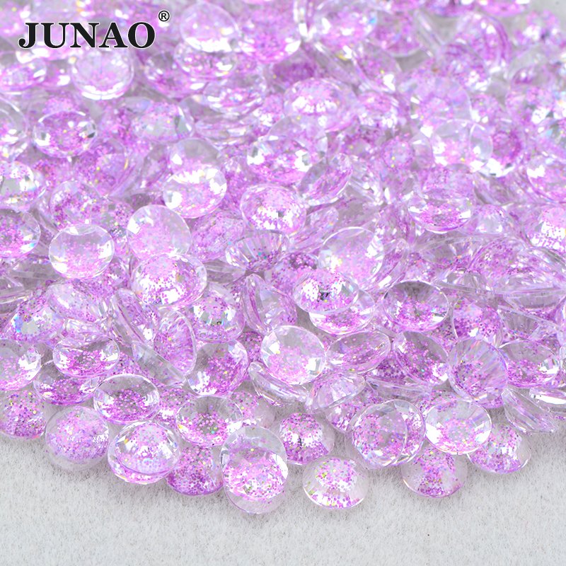JUNAO Glitter Gold Nail Jelly Rhinestones 3mm 4mm 5mm 6mm Resin Rhinestones Flatback Bulk Glitter Resin Crystal For Manicure DIY