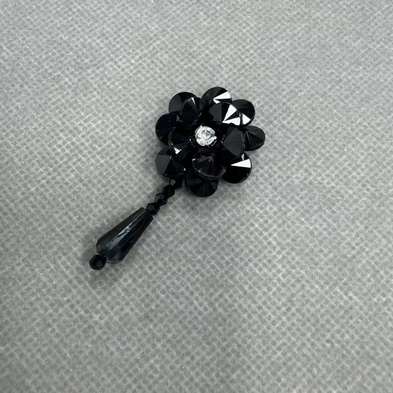 ZSY Handmade 3D Flower Crystal Rhinestone Patch with Beads Sew-On Applique for Evening Dress
