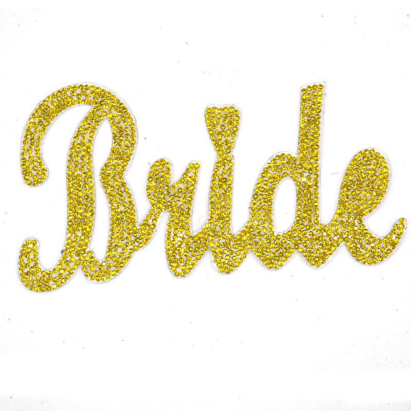 Rhinestone Bride ironing on Decal clothes shoes 3D beads crystal letter patch self adhesive DIY decoration patch