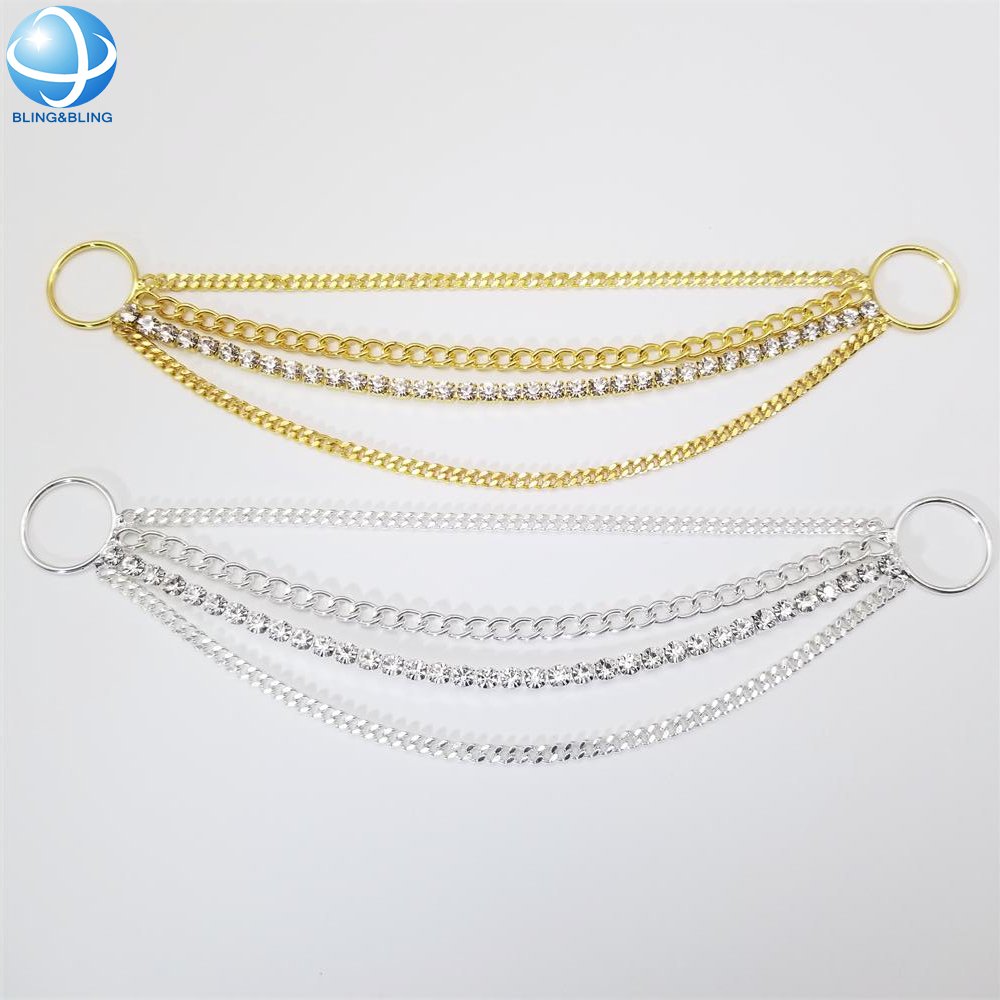 Sexy Bling Rhinestone Chains Tassel Bikini Connectors Metal Ring For Woman Swimsuit Crystal Accessories