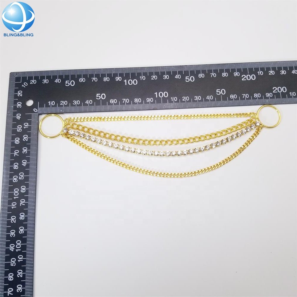 Sexy Bling Rhinestone Chains Tassel Bikini Connectors Metal Ring For Woman Swimsuit Crystal Accessories