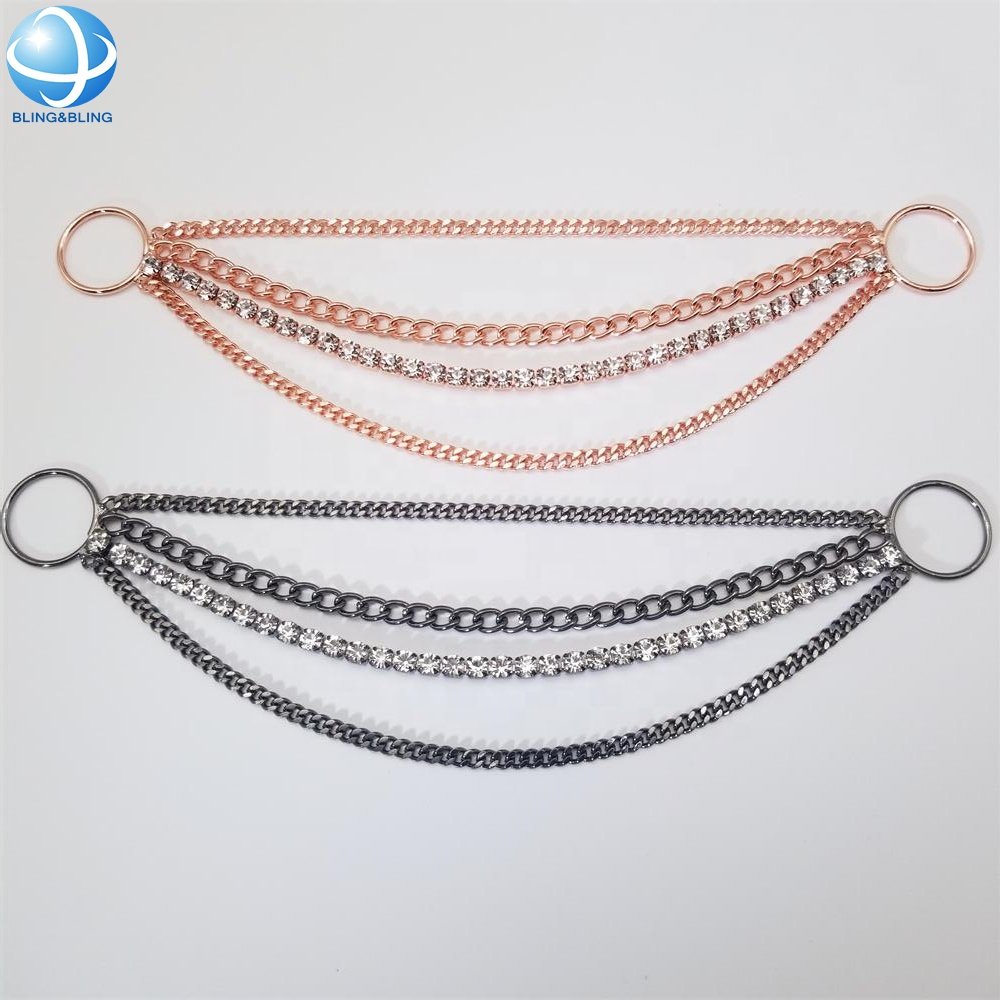 Sexy Bling Rhinestone Chains Tassel Bikini Connectors Metal Ring For Woman Swimsuit Crystal Accessories