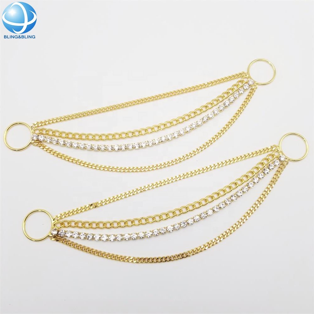 Sexy Bling Rhinestone Chains Tassel Bikini Connectors Metal Ring For Woman Swimsuit Crystal Accessories