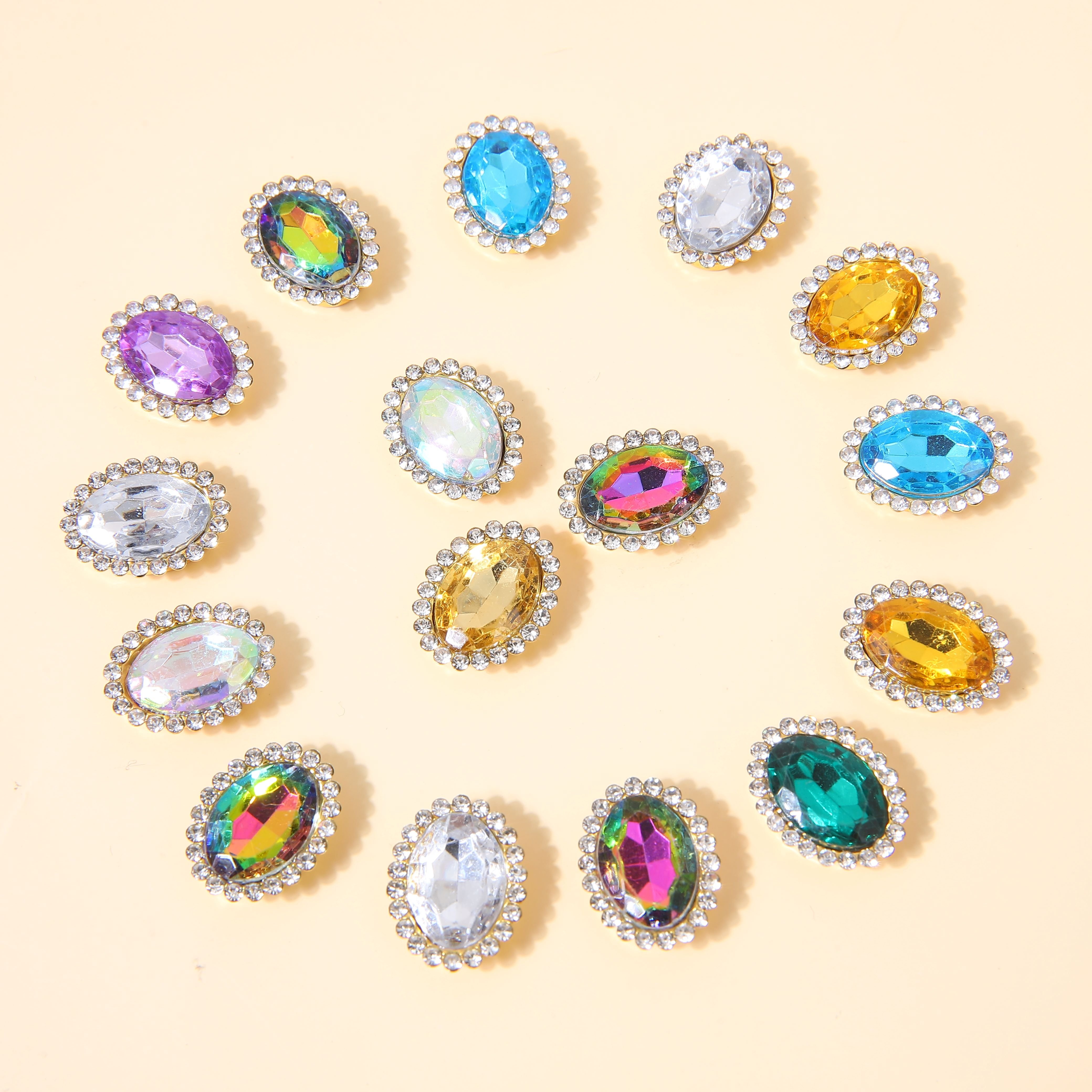SINRONG Wholesale 10x14mm Flatback Drop Shape Elliptic Crystal Loose Rhinestone Beads Multiple Colors for Shoes Garments Bags