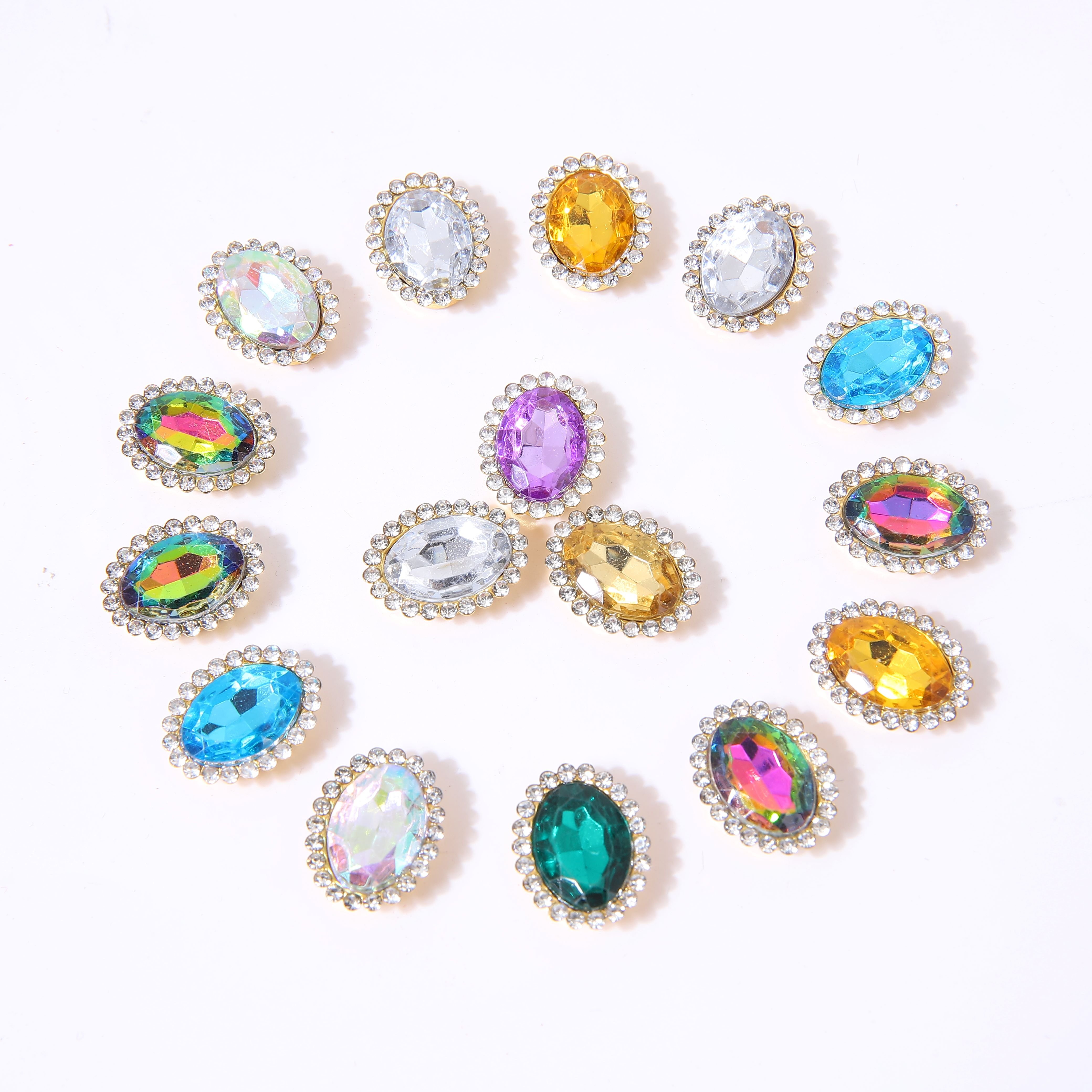 SINRONG Wholesale 10x14mm Flatback Drop Shape Elliptic Crystal Loose Rhinestone Beads Multiple Colors for Shoes Garments Bags
