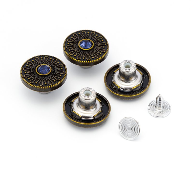 OEM Plating Rhinestone Zinc Alloy Brass Jeans Botones Metal Button for Coat Jacket