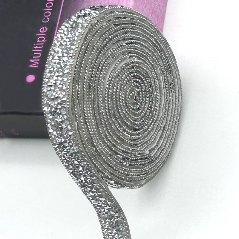 Hot selling solid resin rhinestone ribbon hot fix crystal appliques beaded rhinestone ribbon tape