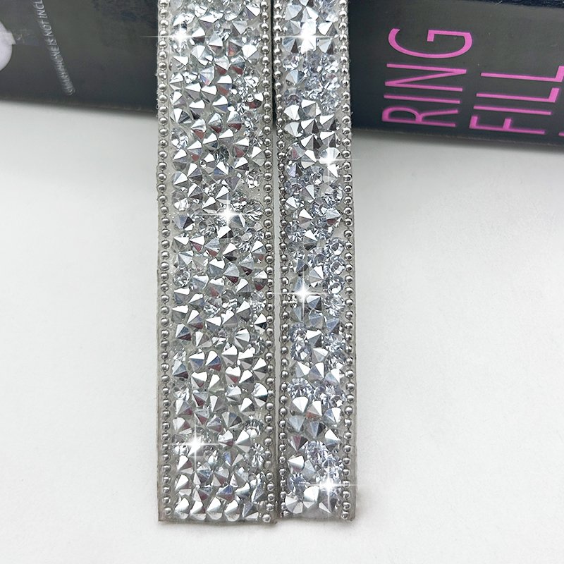 Hot selling solid resin rhinestone ribbon hot fix crystal appliques beaded rhinestone ribbon tape