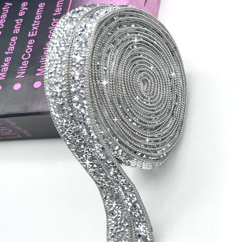 Hot selling solid resin rhinestone ribbon hot fix crystal appliques beaded rhinestone ribbon tape
