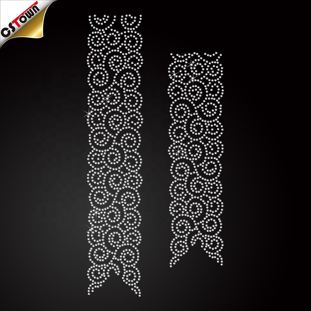 Wholesale Heat Transfer Custom Designs Ribbon Strip Cheer Bow Rhinestone Iron On