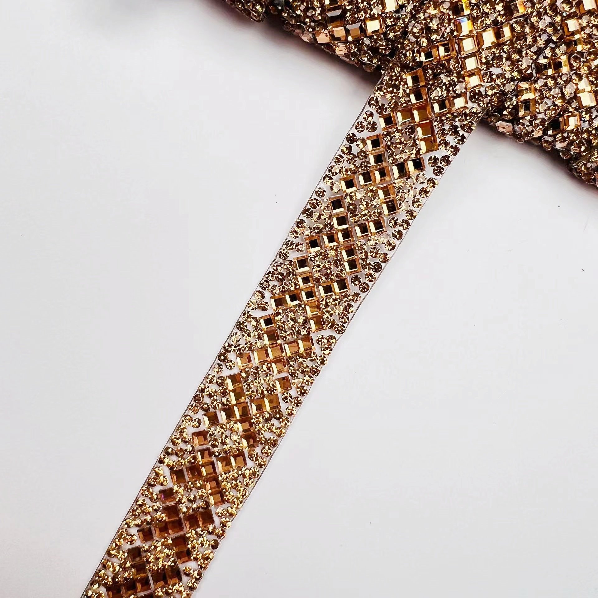 New Shiny Glass Crystal Sticker Diamond Ribbon Heat Repair Rhinestone Tape Clothing Home Decal Decoration