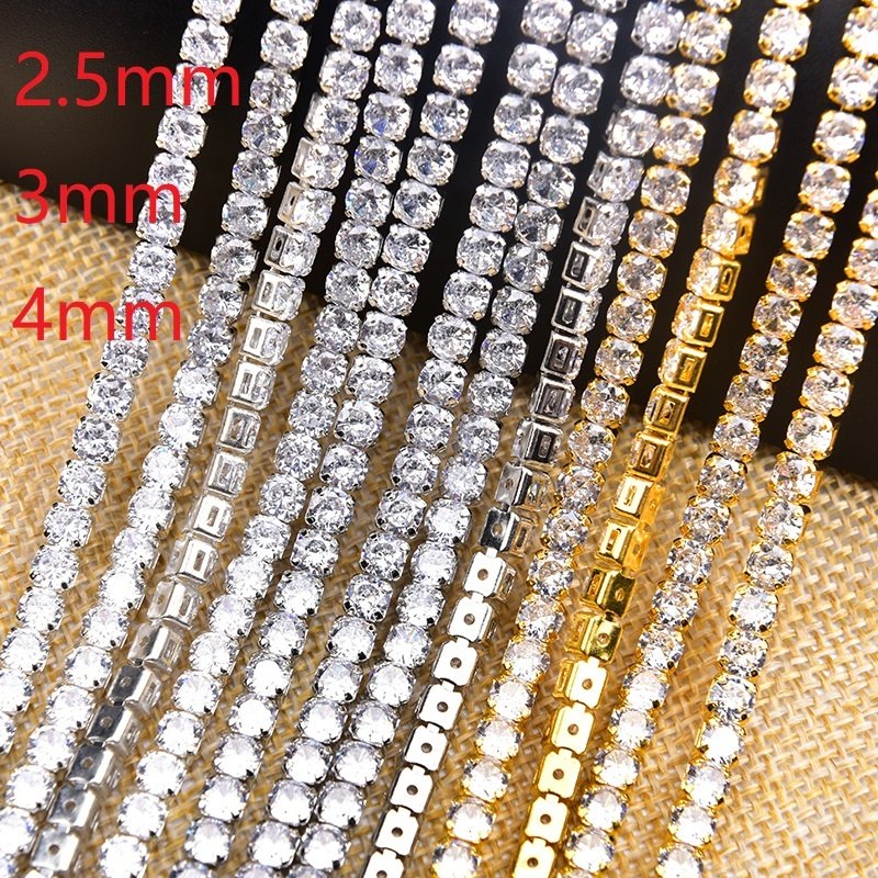 Dazzling Rhinestone Crystal Trim Dense Zircon Diamond Cup Chain for Nail Art Clothes DIY Jewelry Necklace Bracelet Accessories