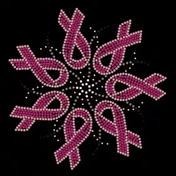 Custom Hot Fix Rhinestone Design Pink Ribbon Iron On Patch Breast Cancer Logo Rhinestone Transfers For Shirt DIY