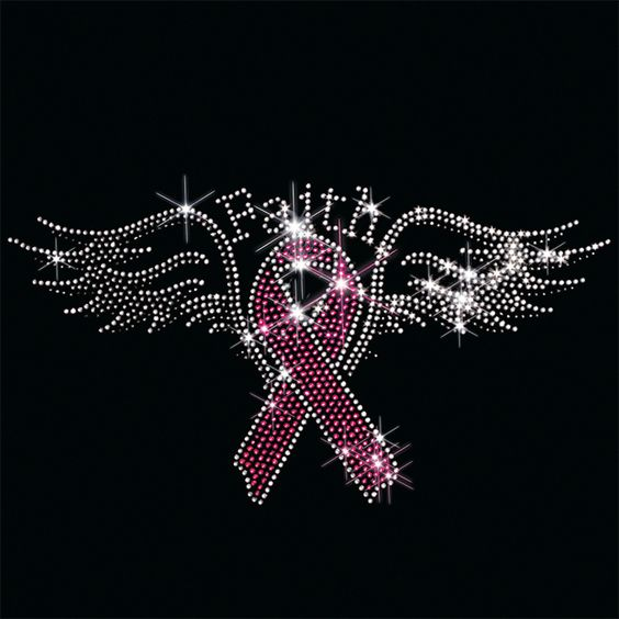Custom Hot Fix Rhinestone Design Pink Ribbon Iron On Patch Breast Cancer Logo Rhinestone Transfers For Shirt DIY