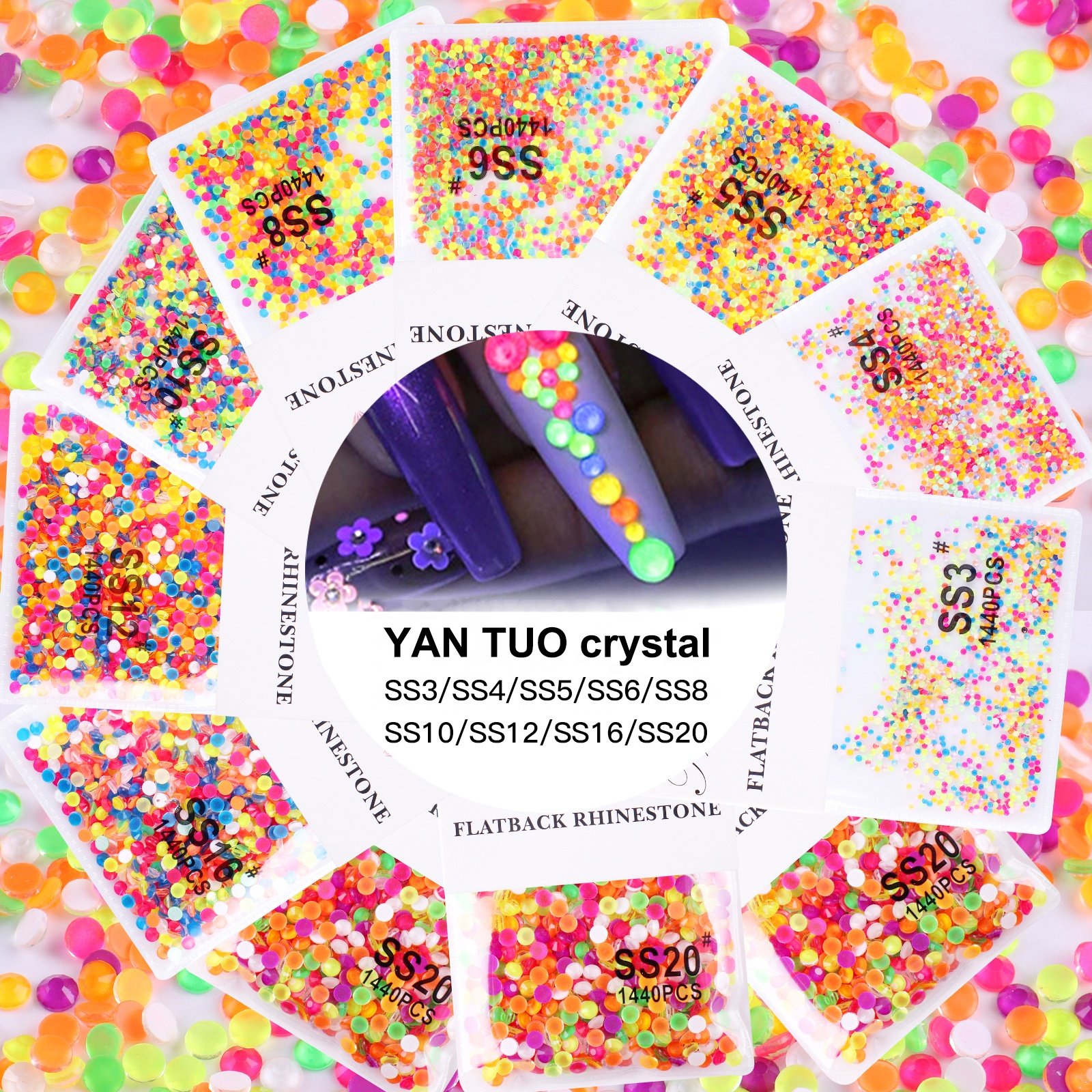 Yantuo Crystal Glow Neon Glass Stones Flatback Rhinestone Luminous Glass Rhinestone Glow In Dark