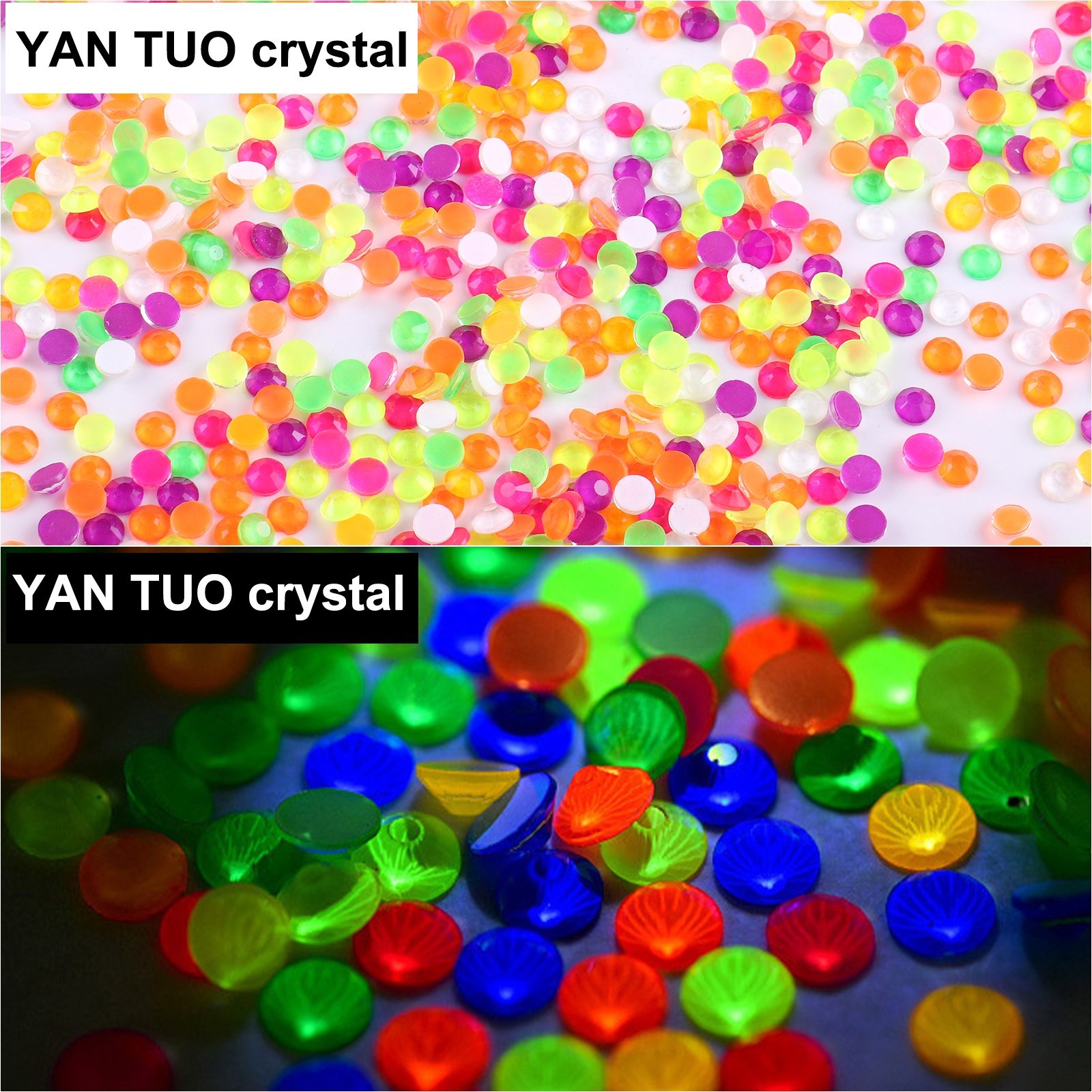 Yantuo Crystal Glow Neon Glass Stones Flatback Rhinestone Luminous Glass Rhinestone Glow In Dark