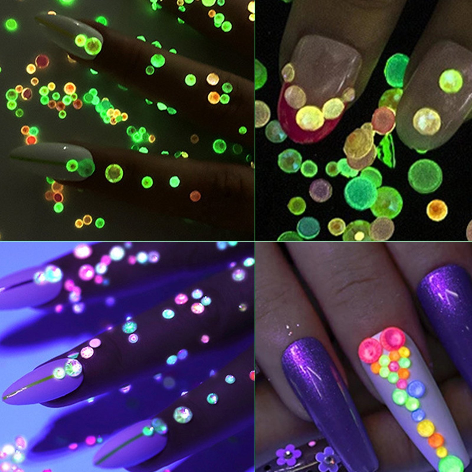 Yantuo Crystal Glow Neon Glass Stones Flatback Rhinestone Luminous Glass Rhinestone Glow In Dark
