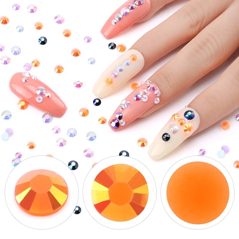 Qiao Resin Beads Clear Transparent Bottom Jelly Purple Nail Bling Flatback Non Hotfix Luxury Jelly Rhinestones Kits for Craft