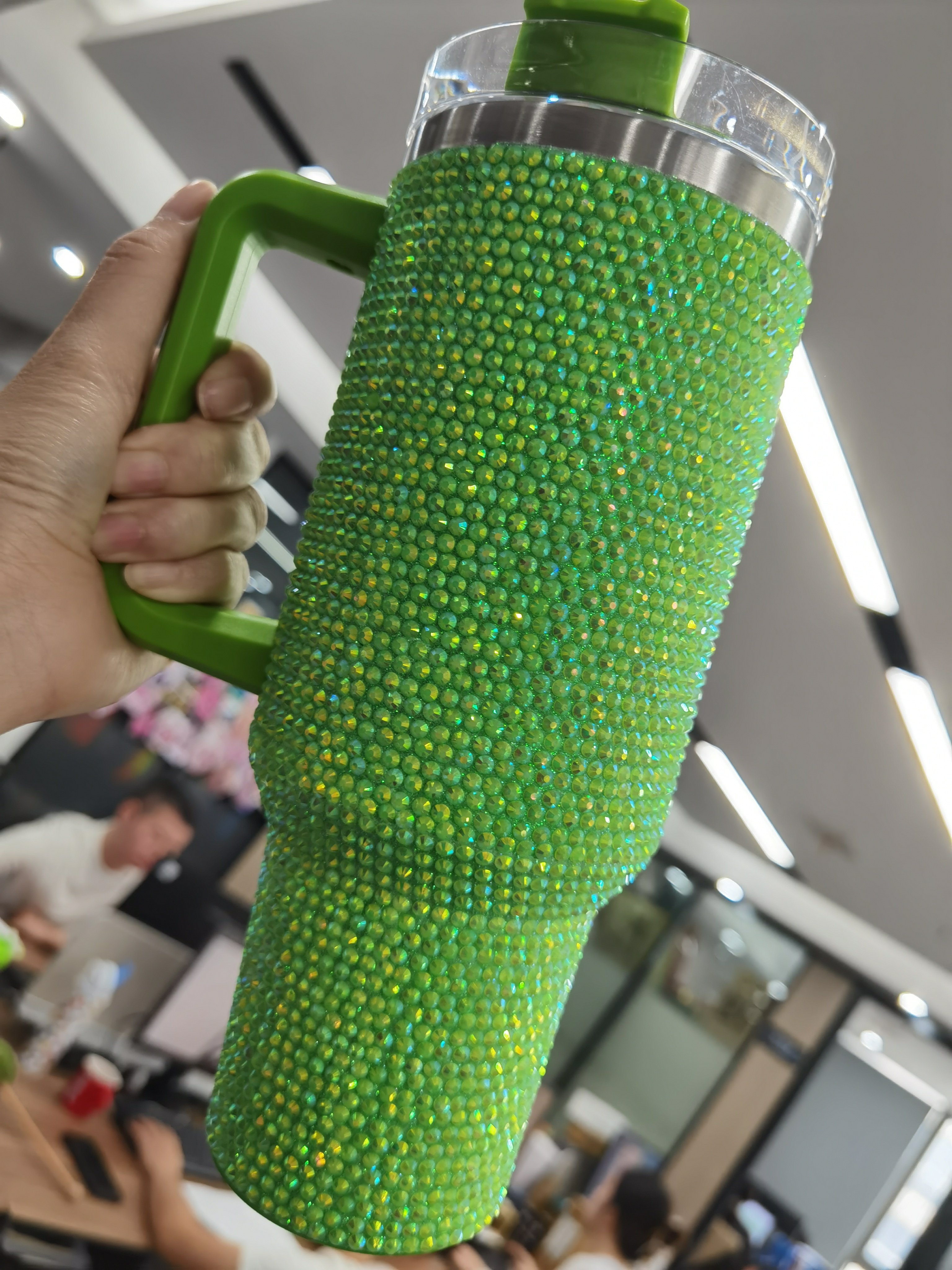 Hand Made Rhinestone Cup Luxluxury Vacuum Insulated Coffee Mug Stainless Steel Bling 40oz Tumbler With Straw Rhinestone