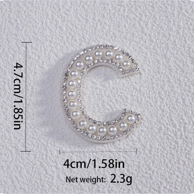 Wholesale embroidery custom alphabet pearl letter patch self adhesive white pearl silver rhinestone sparkle letter patches