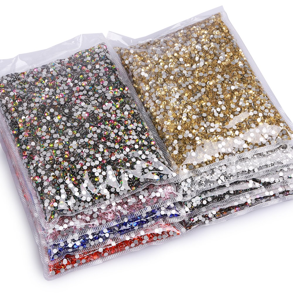 Wholesale Rhinestones 200 Colors 14400pcs Glue On Glass Flat Back Rhinestone Bulk Glass Rhinestone Crystal For Garment